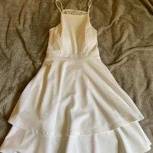 JUN & IVY White Lace Back Skater Formal Dress